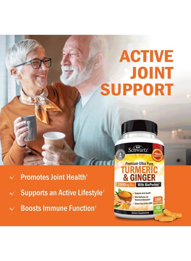 BioSchwartz Turmeric Curcumin & Ginger Supplement 2000mg with 95% Curcuminoids & BioPerine Black Pepper - Non-GMO, Gluten-Free Vegan - with Organic Turmeric & Ginger for Joint & Immune Support - 160 Capsules - Image 2