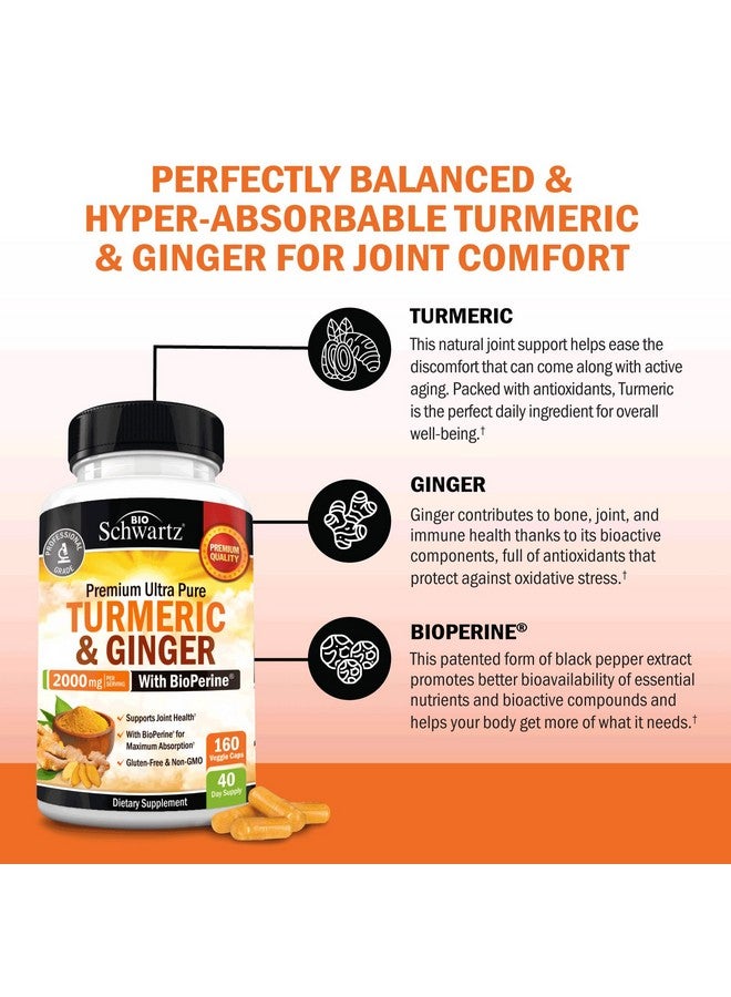 BioSchwartz Turmeric Curcumin & Ginger Supplement 2000mg with 95% Curcuminoids & BioPerine Black Pepper - Non-GMO, Gluten-Free Vegan - with Organic Turmeric & Ginger for Joint & Immune Support - 160 Capsules - Image 4
