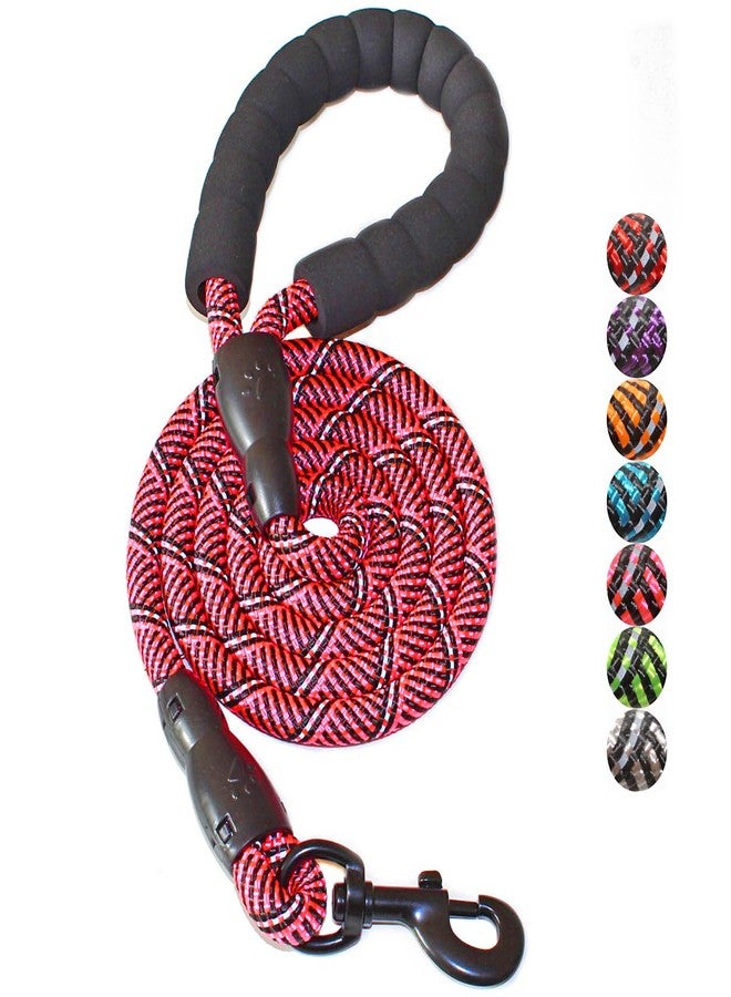 BAAPET 2/4/5/6 FT Dog Leash with Comfortable Padded Handle and Highly Reflective Threads for Small Medium and Large Dogs (5FT-1/2'', Black Pink) - Image 1