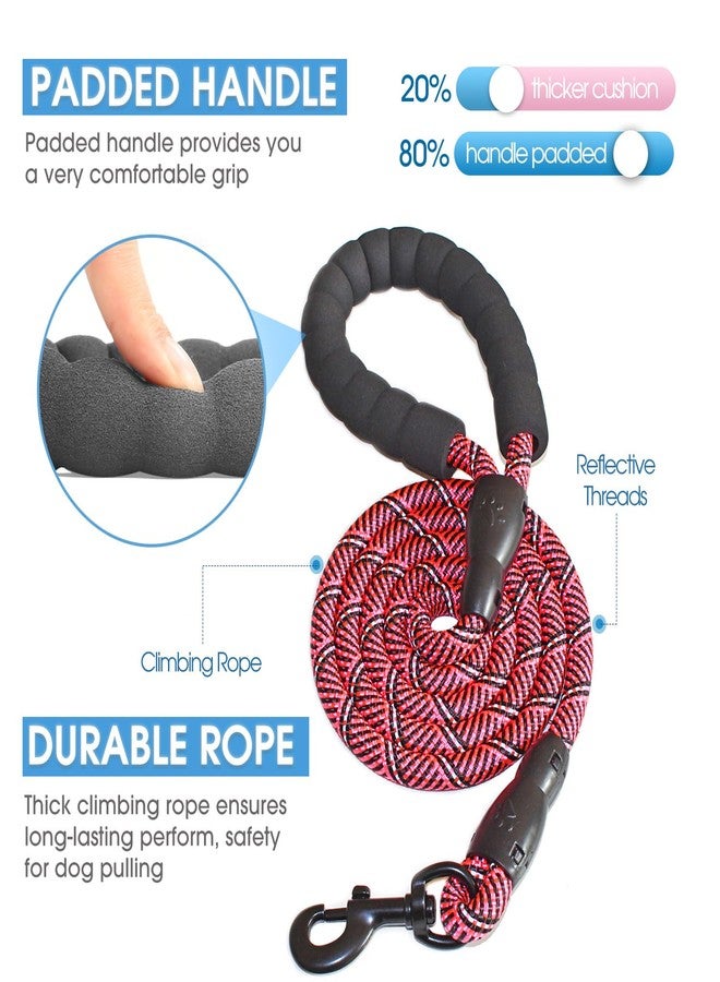 BAAPET 2/4/5/6 FT Dog Leash with Comfortable Padded Handle and Highly Reflective Threads for Small Medium and Large Dogs (5FT-1/2'', Black Pink) - Image 2