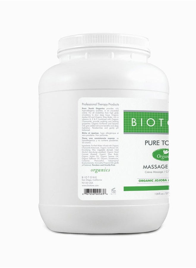 Biotone - BIOTONE Pure Touch Organics Massage Crème, True Organic Massage, Rich Texture, Silky Glide, Soothing Ingredients, Healing Botanicals - 1 Gallon - Image 1