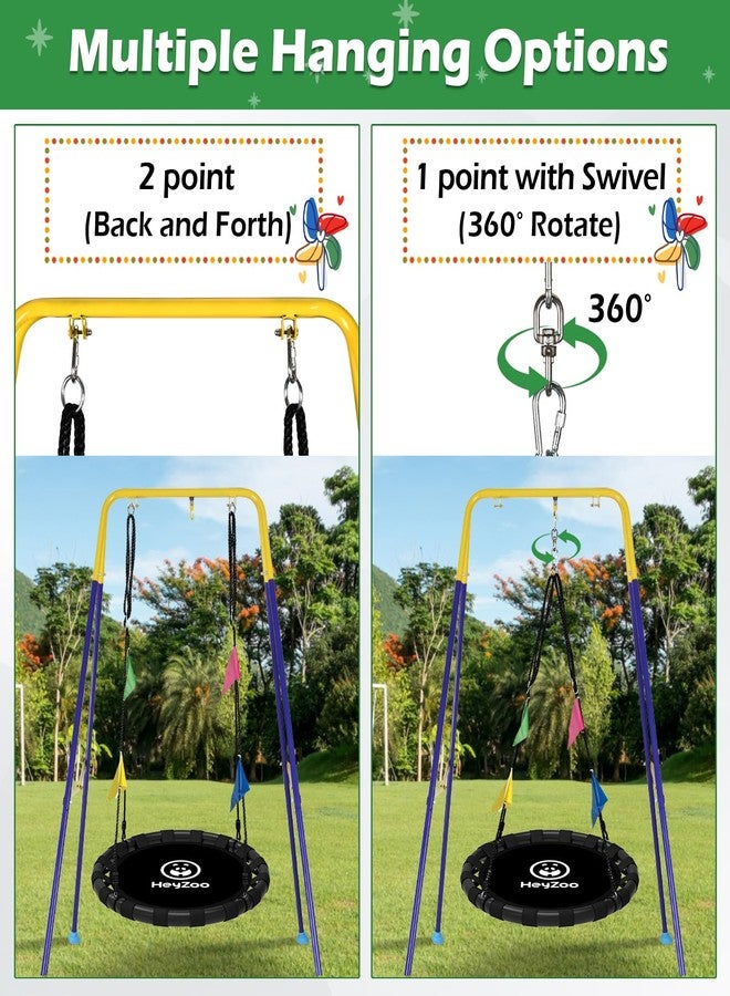 HeyZoo Saucer Swing, 48 Inch Larger Swing Sets for Backyard and Outdoor Playground, 900lbs Weight Capacity, with 360 Degree Swivel, Gifts for Kids and Family, Black - Image 4