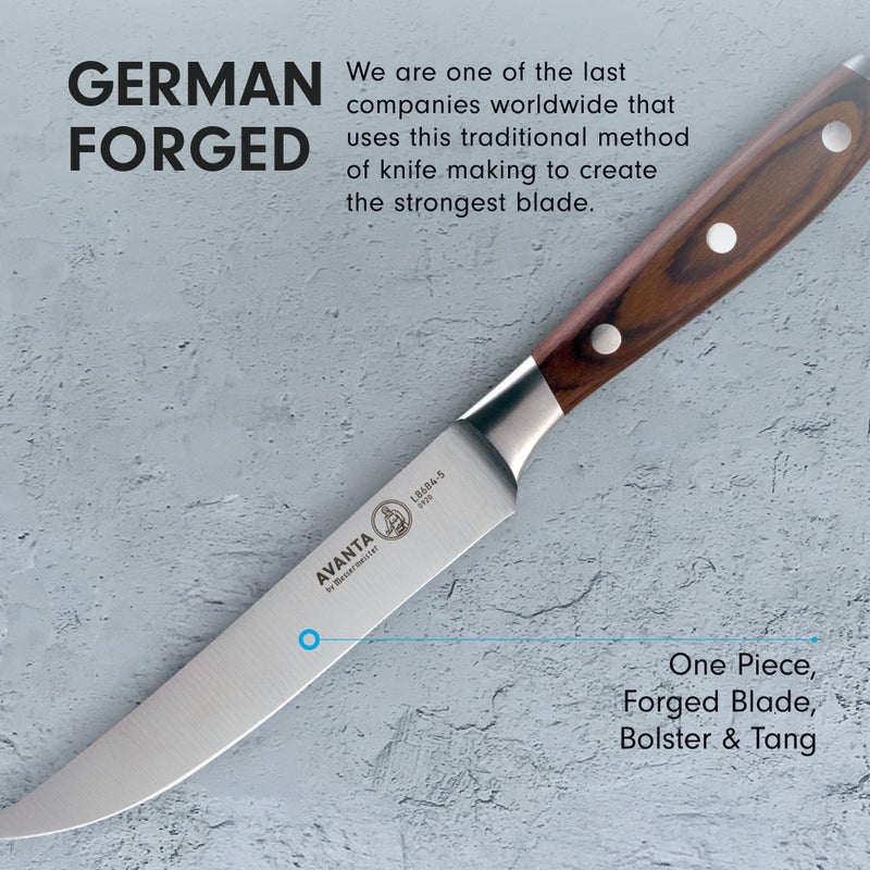 Messermeister Avanta Forged 5â€ Fine Edge Steak Knife Set - German X50 Stainless Steel - Rust Resistant & Easy to Maintain - Includes 4 Steak Knives - Image 5