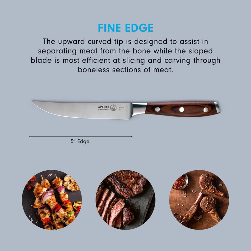 Messermeister Avanta Forged 5â€ Fine Edge Steak Knife Set - German X50 Stainless Steel - Rust Resistant & Easy to Maintain - Includes 4 Steak Knives - Image 3