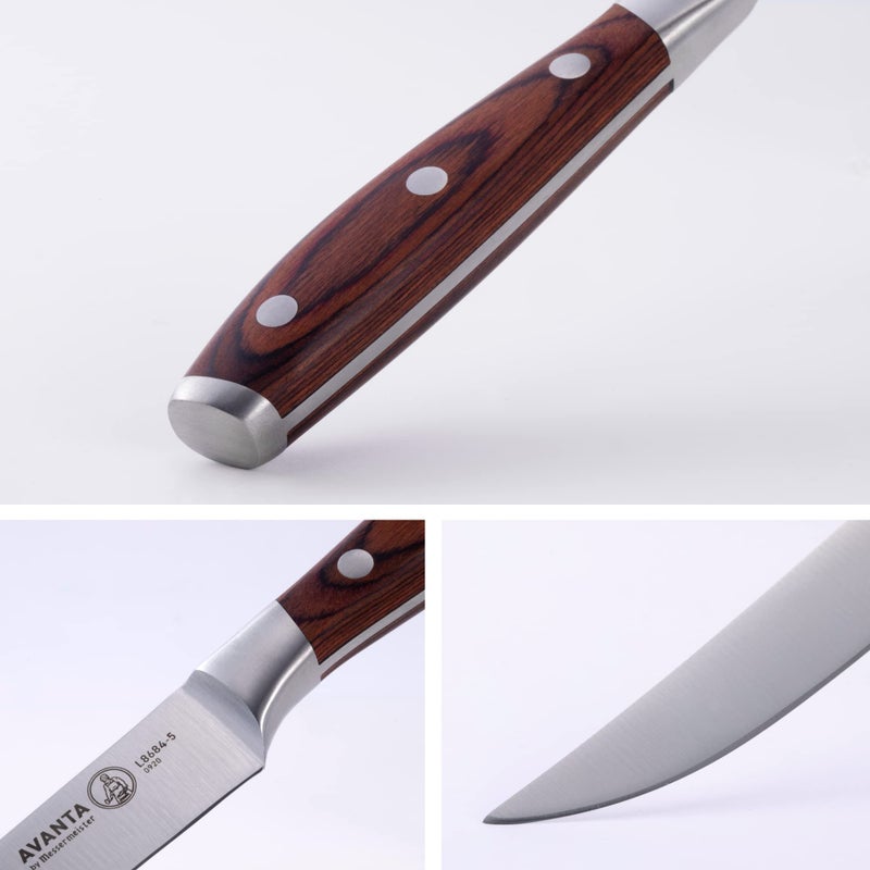 Messermeister Avanta Forged 5â€ Fine Edge Steak Knife Set - German X50 Stainless Steel - Rust Resistant & Easy to Maintain - Includes 4 Steak Knives - Image 4