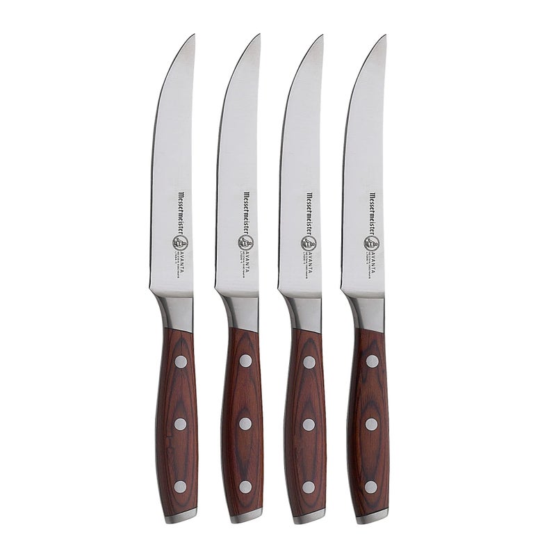 Messermeister Avanta Forged 5â€ Fine Edge Steak Knife Set - German X50 Stainless Steel - Rust Resistant & Easy to Maintain - Includes 4 Steak Knives - Image 1