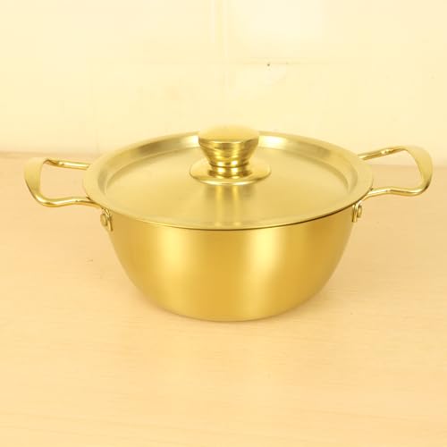 Spillbox Stainless Steel Gold Coated Serving Bowl with Lid|Cookware| Kitchen Utensil|Mixing Bowls|PVD Coated Bowl|Dinnerware|Resistant Cooking & Serving Pot (Small) - Image 1
