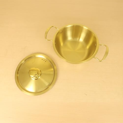 Spillbox Stainless Steel Gold Coated Serving Bowl with Lid|Cookware| Kitchen Utensil|Mixing Bowls|PVD Coated Bowl|Dinnerware|Resistant Cooking & Serving Pot (Small) - Image 3