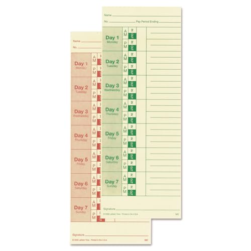Lathem Weekly Time Cards, Double-Sided, for Lathem Model 2121/Side-Print Time Clocks, 100 Pack (M2-100) - Image 3