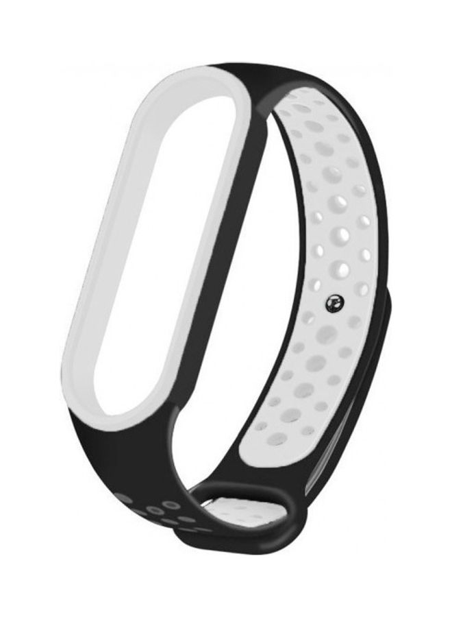 NIBEMINENT Replacement Silicone Strap For Xiaomi 5/Mi Band 6 White/Black  - Image 2