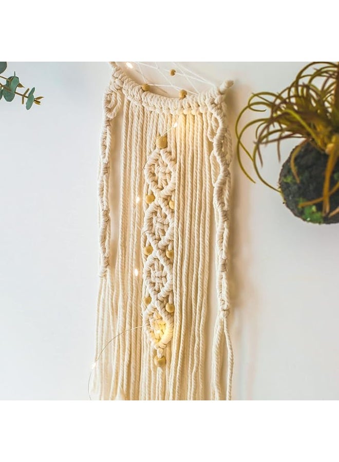 Antikiano Moon Dream Catcher with Lights - Macrame Wall Hanging - Mom, Mother Gift - Boho Style - Image 2