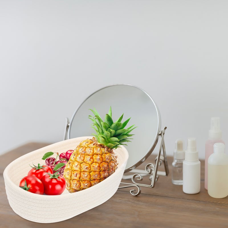 6 pcs Woven Storage Basket Cotton Rope Desktop Sundries Organizing Basket - Image 4