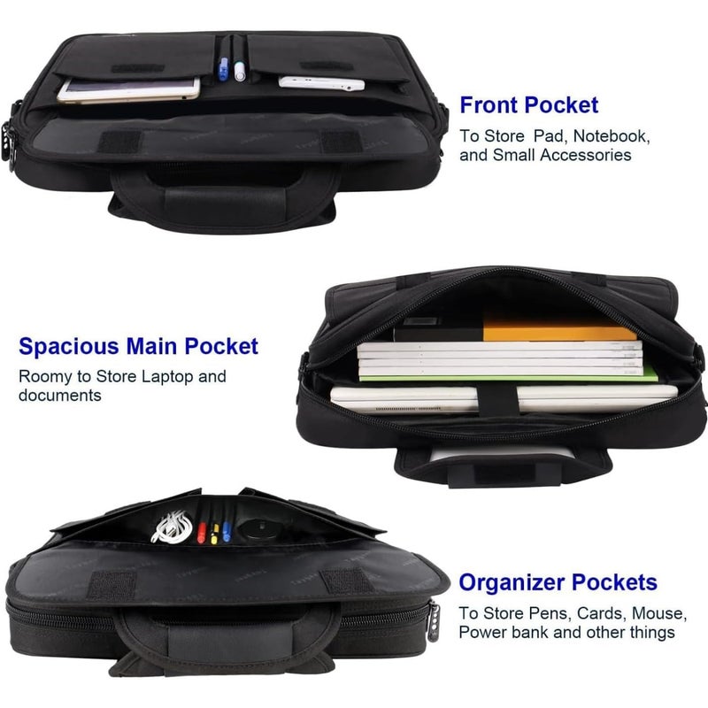 Taygeer Laptop Bag 15.6 Inch, Business Briefcase Gifts for Men Women, Water Resistant Messenger Shoulder Bag with Strap, Premium Office Bag, Carry On Laptop Case for Notebook/Computer/Laptop, Black - Image 2