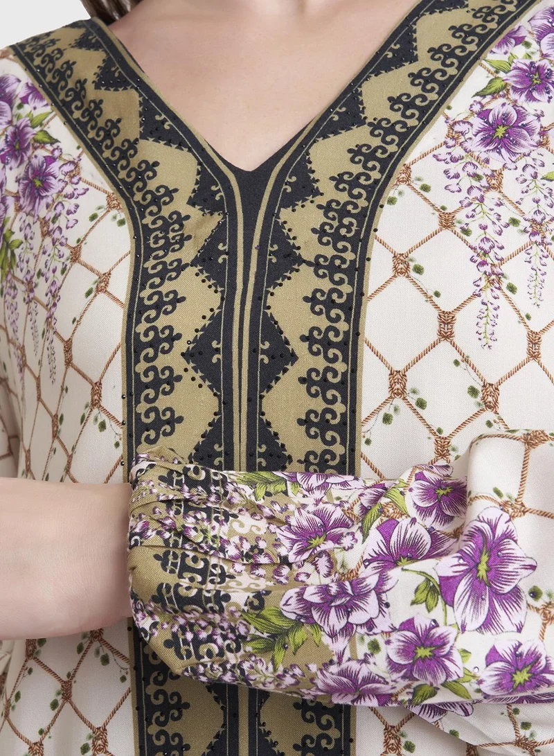 KASHKHA Viscose Printed Placement Digital Jalabiya
