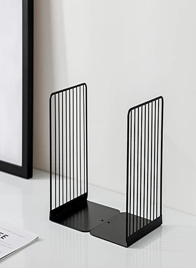 oddpod™ Stria Metal Bookends for Office Decor/Book Shelf/Living Room/Home Décor 7704 8.5" - Black - Image 1
