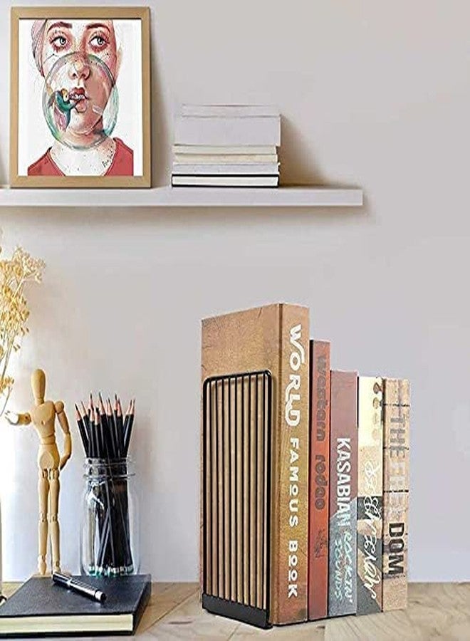oddpod™ Stria Metal Bookends for Office Decor/Book Shelf/Living Room/Home Décor 7704 8.5" - Black - Image 5