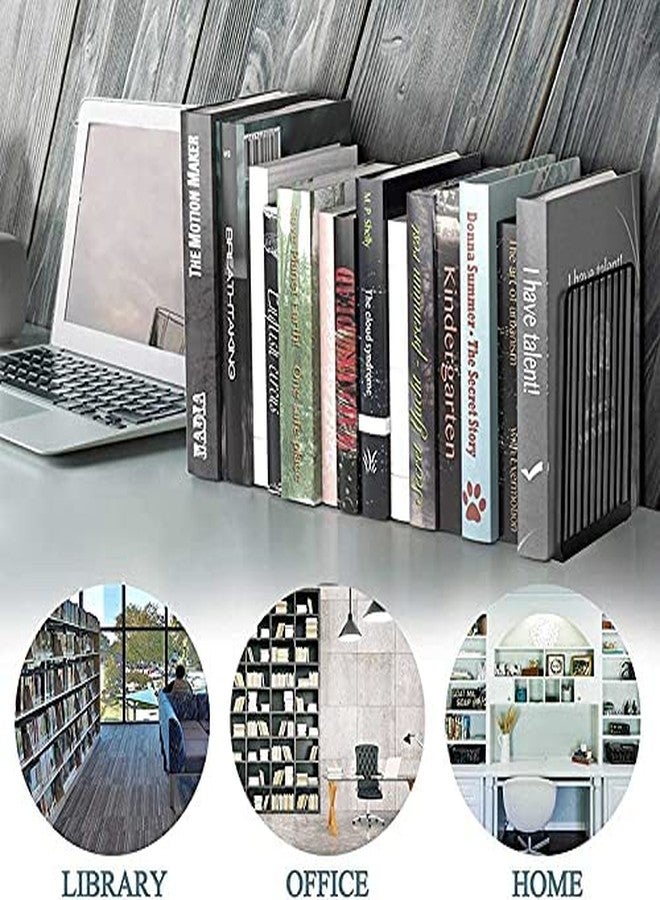 oddpod™ Stria Metal Bookends for Office Decor/Book Shelf/Living Room/Home Décor 7704 8.5" - Black - Image 4
