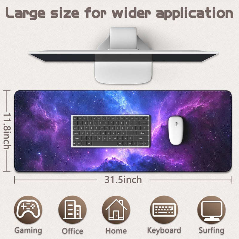 Yuhijoy Mouse Pad Gaming - Desk Mat for Keyboard and Mouse - Galaxy Space Large Mouse Pad for Desk, Mousepad (31.5 x 11.8inch) with Non-Slip Base, Desks Pad Mat for Gaming, Office and Home - Image 5