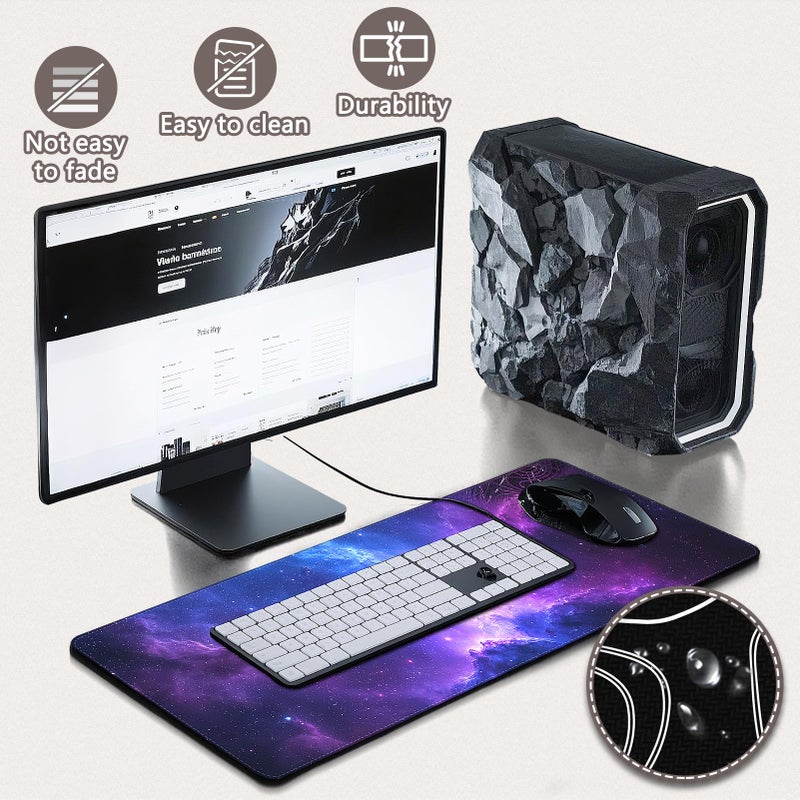 Yuhijoy Mouse Pad Gaming - Desk Mat for Keyboard and Mouse - Galaxy Space Large Mouse Pad for Desk, Mousepad (31.5 x 11.8inch) with Non-Slip Base, Desks Pad Mat for Gaming, Office and Home - Image 4