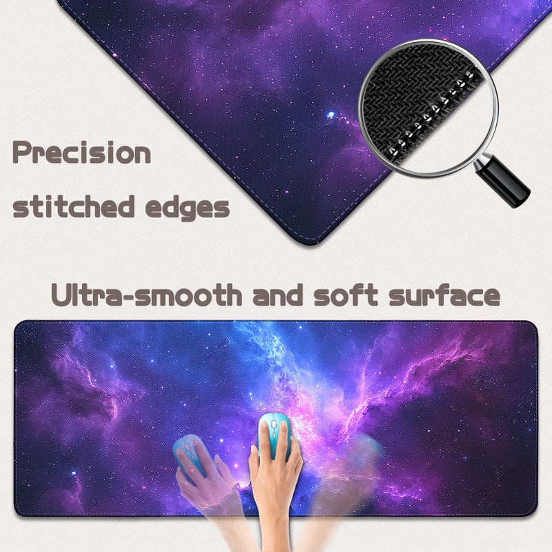 Yuhijoy Mouse Pad Gaming - Desk Mat for Keyboard and Mouse - Galaxy Space Large Mouse Pad for Desk, Mousepad (31.5 x 11.8inch) with Non-Slip Base, Desks Pad Mat for Gaming, Office and Home - Image 3