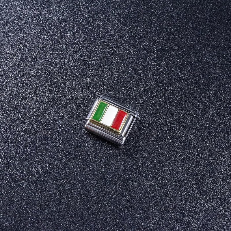 Fablinks Italian Bracelet Charms, 9mm Stainless Steel Flag Charm Link Jewelry for Women, Ethnic Pride Country Flags Enamel Links for Men - Image 2