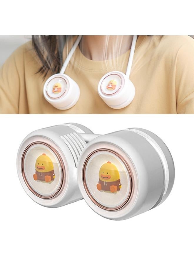 إسكدنيا مروحة عنق محمولة هادئة مع USB ثلاث سرعات قابلة للتعديل، مروحة بلا شفرات للاستخدام في الصيف في الهواء الطلق، بيضاء - Image 4