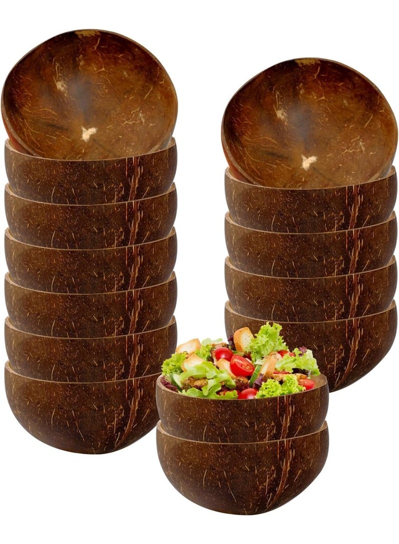 14 Pcs Natural Coconut Shell Bowls, Small Polished Wooden Bowls for Smoothie Acai Salad and Vegan Gifts, Natural Rustic Kitchen Decor - Image 1