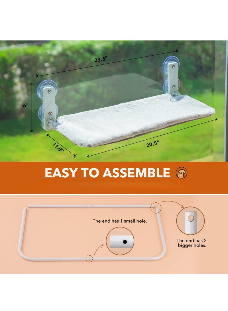 Foldable Cat Hammock for Window - Cordless, Embeded Machine Washable Padded Bed, Robust Metal Frame - Cat Window Perch for Large Cats and Kittens - Image 3