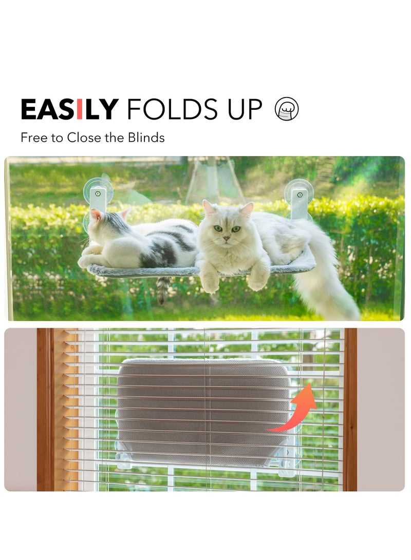 Foldable Cat Hammock for Window - Cordless, Embeded Machine Washable Padded Bed, Robust Metal Frame - Cat Window Perch for Large Cats and Kittens - Image 4