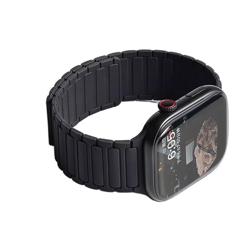 SK سوار ساعة ذكية سوار رياضي من السيليكون متوافق مع Apple Watch Ultra بملاءمة قابلة للتعديل وحزام بديل للاستخدام اليومي باللون أسود قابل للتعديل باللون الأسود - Image 1