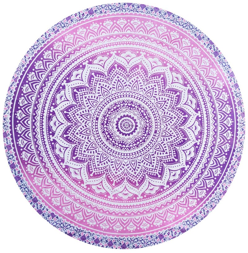 Purpledip Purpledip Round Tapestry Mandala Beach Throw Indian Cotton Bohemian Round Table Cloth Home Decor Yoga Mat Meditation Picnic Rug 50 inch 20064B  - Image 2