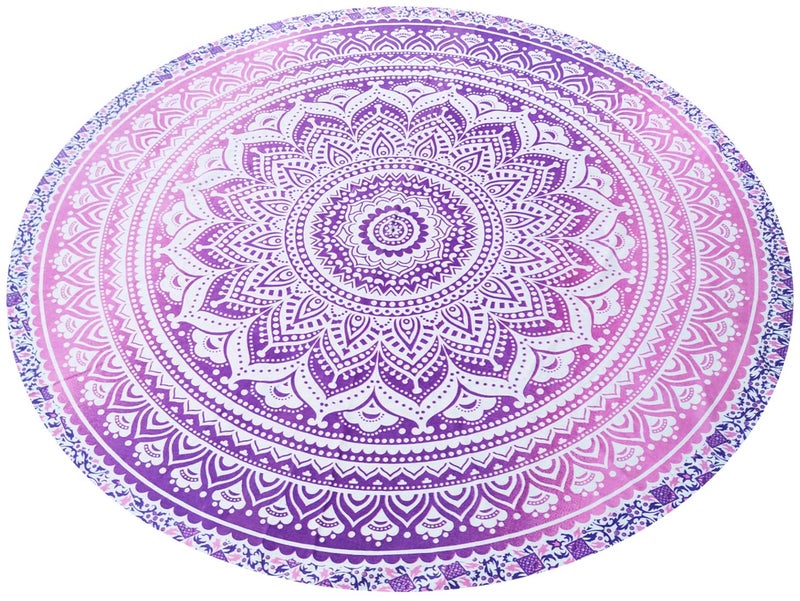 Purpledip Purpledip Round Tapestry Mandala Beach Throw Indian Cotton Bohemian Round Table Cloth Home Decor Yoga Mat Meditation Picnic Rug 50 inch 20064B  - Image 1