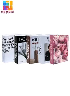 NIBEMINENT 5 Pieces Decorative Books, Faux Books with Hidden Storage, Decorative Books for Bookshelf Coffee Table, Decorative Book Boxes, Hollow Books for Living Room  - Image 1