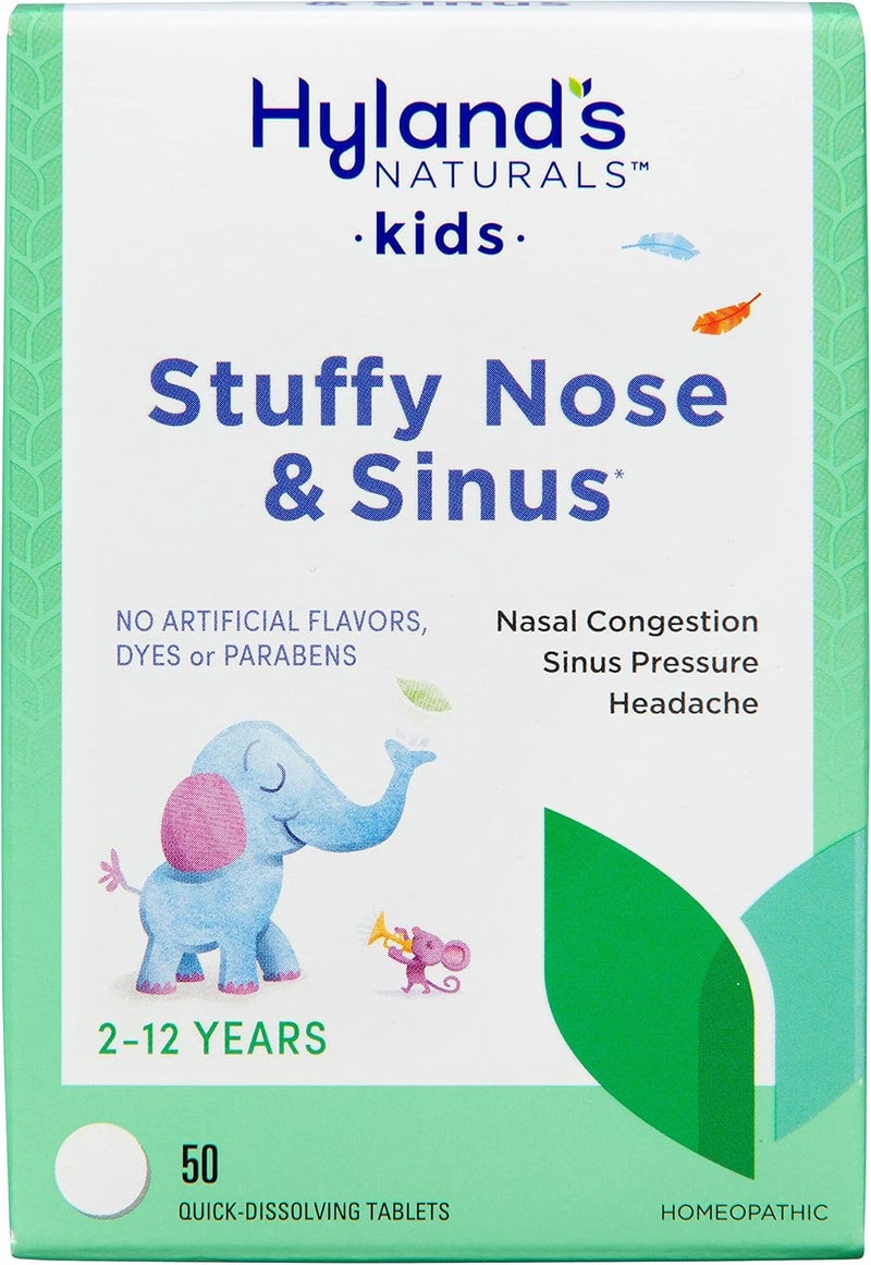 Hyland's Hylands Naturals Kids Stuffy Nose and Sinus Tablets Cold and Allergy Medicine for Children Ages 2 and up Headache Relief and Nasal Decongestant Quick Dissolving Tablets 50 Count Pack of 2 - Image 2