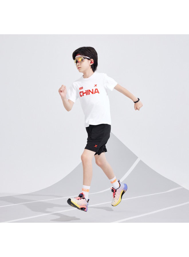 XTEP Children's Comfortable Breathable Summer Unisex All-size 2025 New Short-sleeve Knitted Kids Wear - Image 3