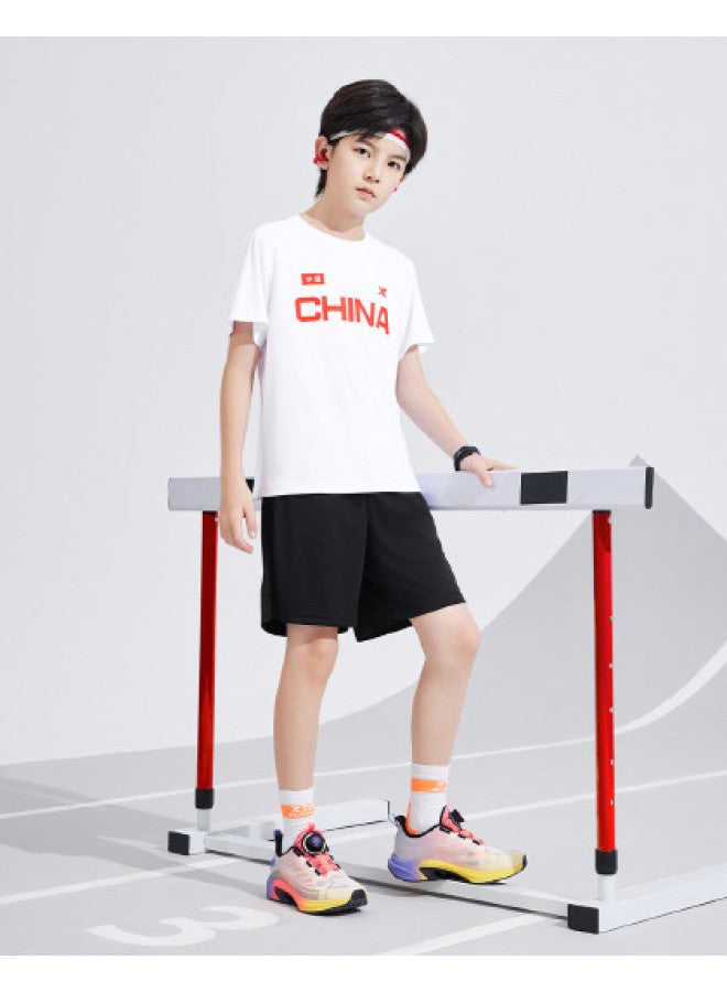 XTEP Children's Comfortable Breathable Summer Unisex All-size 2025 New Short-sleeve Knitted Kids Wear - Image 1