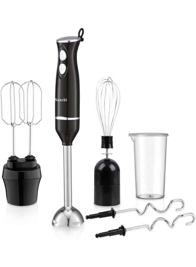 Sachi 5-in-1 Hand Blender, 200W Immersion Blender with Whisk, Beater & Dough Hook, 600ml Jar, Stainless Steel Blades, 2-Speed, Removable Shaft - Image 1