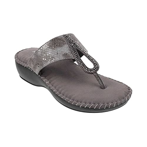 Mochi Womens Synthetic Gun Metal Slip Ons (Size (8 UK (41 EU)) - Image 2