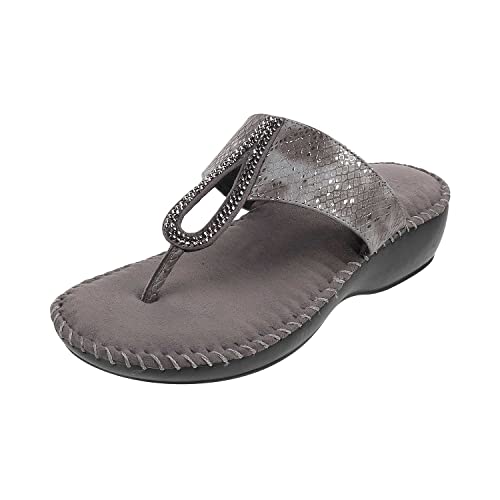Mochi Womens Synthetic Gun Metal Slip Ons (Size (8 UK (41 EU)) - Image 1