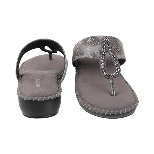Mochi Womens Synthetic Gun Metal Slip Ons (Size (8 UK (41 EU)) - Image 5