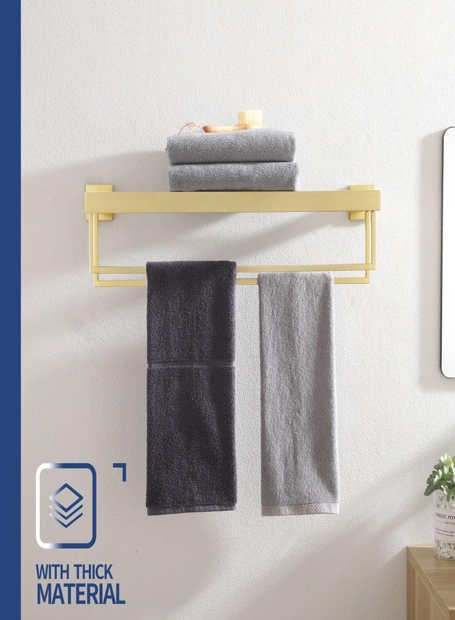 KOKOSIRI Towel Shelf Holder 24'' Bathroom Towel Rack with Two Bath Towel Bars Rails SUS304 Stainless Steel Wall Mount, Brushed Gold, B6003BG - Image 5