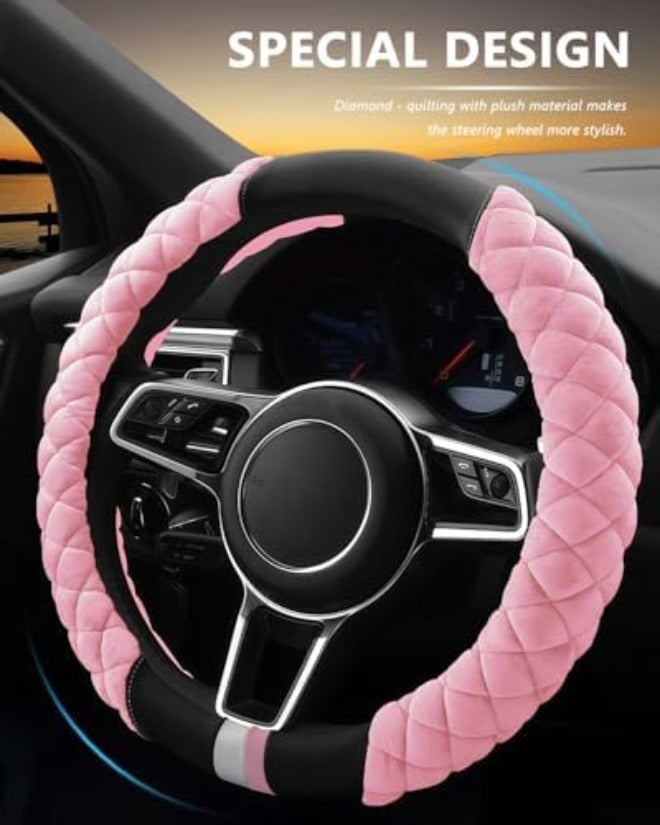 Cxtiy Universal Steering Wheel Cover for Car Fluffy Warm Plush Steering Wheel Cover for Winter  (A-Gray) - Image 4