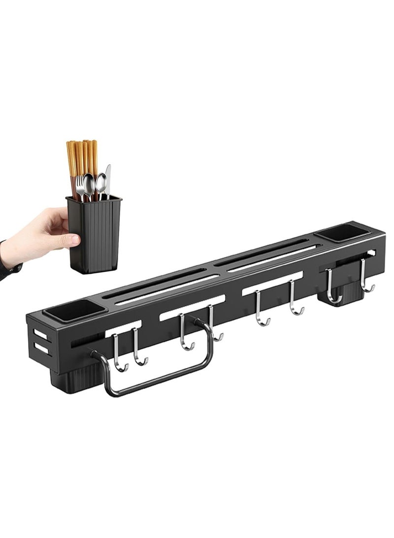DubaiGallery Wall Mount Knives Holder - Knives Drying Rack - Multipurpose, Punch Wall Hanger with Hooks for Kitchen Utensils, Home, Hotel Use  - Image 4