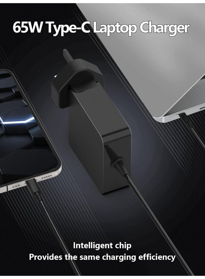 65W USB-C Power Adapter with Charging Cable, Universal Type-C Laptop Charger - Image 2