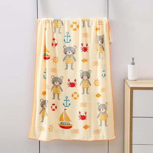 Mee Mee Micro Fiber Baby Bath Towel for New Born | Wash Cloth, Quick Absorbent, Extra Soft Cotton Towels for Kids/Toddlers/Infants/Babies, Pack of 1, Orange 70X110 CM - Image 1