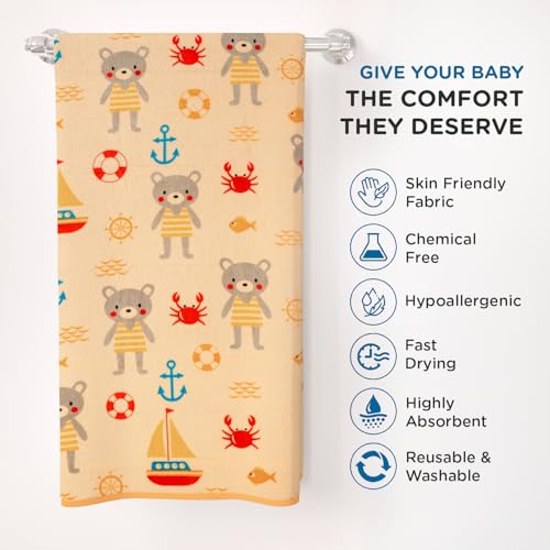 Mee Mee Micro Fiber Baby Bath Towel for New Born | Wash Cloth, Quick Absorbent, Extra Soft Cotton Towels for Kids/Toddlers/Infants/Babies, Pack of 1, Orange 70X110 CM - Image 2