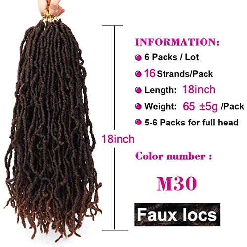 Youngther New Faux Locs Crochet Hair 18 inch Most Natural New Soft Locs Crochet Hair 6 Packs Synthetic Crochet Hair for Black Women186PcsM30 - Image 3