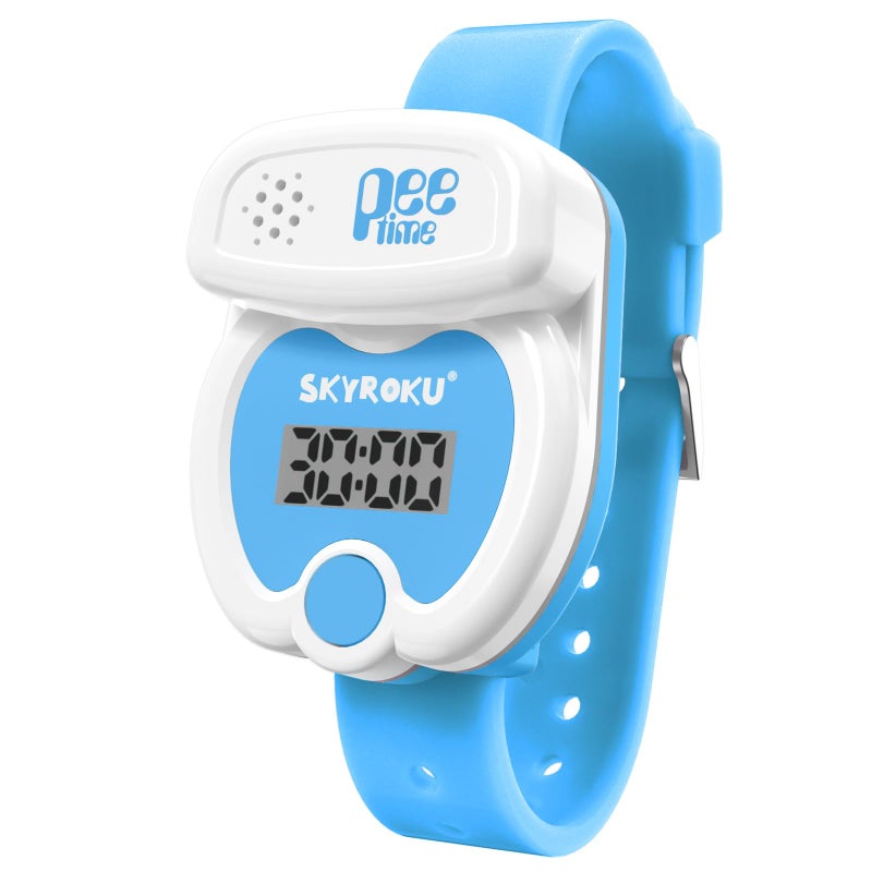 SKYROKU ساعة تدريب الحمام للأطفال من SKYROKU – شكل مرح للمرحاض، تذكيرات موسيقية وضوئية، 3 أغاني، مؤقت عد تنازلي، بطارية قابلة للاستبدال، حزام سيليكون – إعداد سهل وآمن للأطفال - Image 1