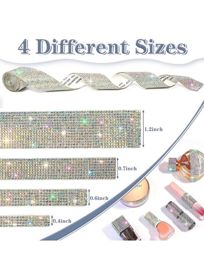 4 Rolls Self Adhesive Rhinestone Ribbons,Bling Crystal Diamond Ribbon Roll Sticker for Decoration Car DIY Arts Crafts Wedding - Image 3