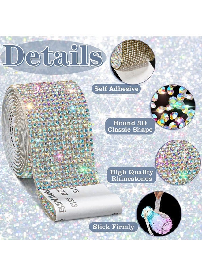 4 Rolls Self Adhesive Rhinestone Ribbons,Bling Crystal Diamond Ribbon Roll Sticker for Decoration Car DIY Arts Crafts Wedding - Image 4